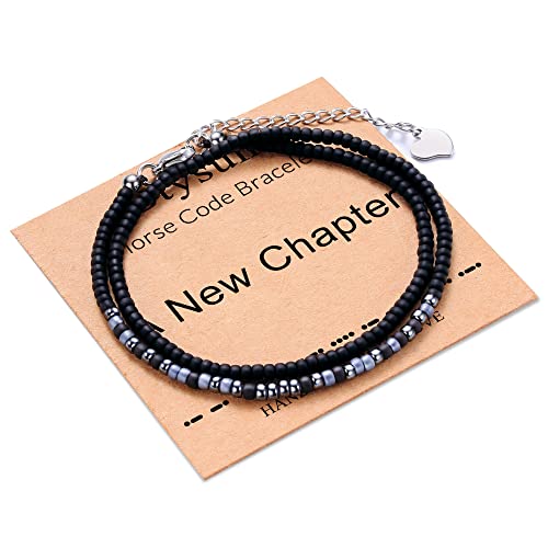 Image of Btysun Inspirational Morse Code Bracelets for Women Men Teen Girl Gifts Best Friend Birthday Gifts for Him Her Adjustable Layered Secret Message Sister Bff Girfriend Sister Christmas Jewelry