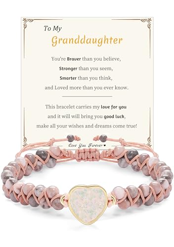 Image of Gifts for Daughter Granddaughter, To My Mom Grandma Wife Girlfriend Sister Jasper Heart Bracelets Birthday Graduation Anniversary Christmas Stocking Stuffers Valentines Mothers Day Jewelry