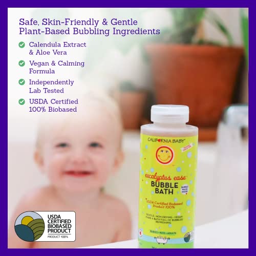 California Baby Eucalyptus Ease Bubble Bath | 100% Plant-Based Ingredients (Usda Certified) | Allergy Friendly | Babies, Adults & Kids’ Bubble Bath | Ideal For Sensitive Skin | Free Bubble Wand Included | 384 Ml / 13 Fl. Oz. #TOP3