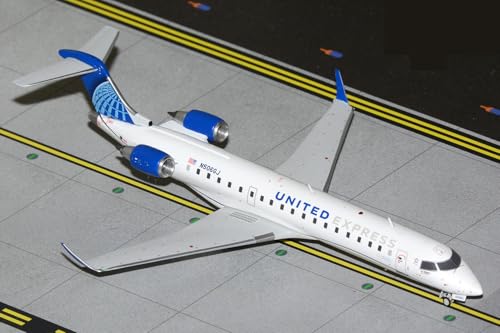 GeminiJets United Express CRJ550 REG#N506GJ 1/200 Scale Die-Cast Metal Collectible Airplane Model with Landing Gear and Display Stand Fully Assembled Adult Collectible for Ages 14+