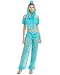 Quesera Women's Princess Jasmine Costume Set Aladdin Arabian Harem Pants Halloween Outfit, Blue, Tag Size M=US Size Small