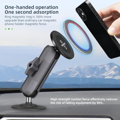FANAUE SC-03T9 Car Mount Compatible with RAM Mount B Size Ball Head, Magnetic Phone Holder for Dashboard, Windshield & Other Car Accessories - 4.7 to 7.5 inch Smartphones - Image 3