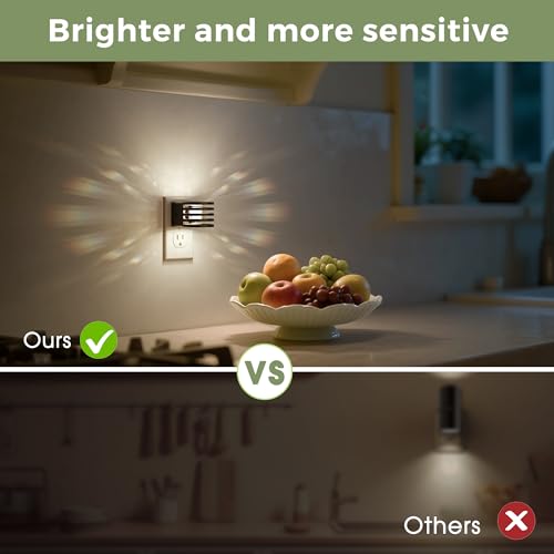 Image of L LOHAS LED Night Lights Plug into Wall, 4 Pack 3CCT Night Light with Dusk to Dawn Sensor, Amber /3000K /5000K Color Changing Night-Lights, Adjustable Brightness, for Hallway Bedroom Home Decor