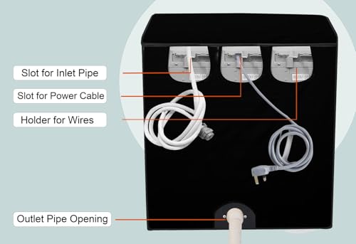 Image of Stylista Polyester Washing Machine Cover Compatible for Godrej 7 KG Semi-Automatic Top Loading WSEDGECLS705.0PN2GPGR, Black