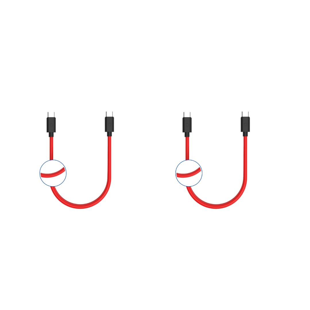 twance Type-C to Type-C Cable Pack of 2 – 3.1A Fast Charging & 480Mbps Data Transfer – 0.25m Short Red Cord – Compatible with Smartphones, Tablets, Power Banks & Type-C Devices