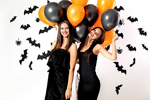 Joyyu 100Pcs 12 Inch Black And Orange Party Balloons With Matching Color Ribbons For Halloween Basketball Theme Birthday Wedding Bachelorette Party Baby Shower Balloons Garland Decorations #TOP4