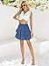 Berydress Mini Skirt for Women High Waisted Flowy Tiered Casual Bohemian A Line Ruffle Summer Trendy Fashion Blue Skirts(XL,2006-Blue)