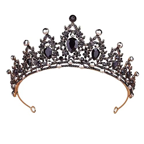 Corona de banda de cumpleaños para mujeres y niñas, tiara de cristal negro, diadema de princesa, corona de novia, accesorios para el cabello, boda para fiesta