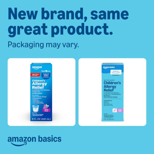 Amazon Basics Children’s Allergy Medicine, 24 Hour Loratadine Oral Solution 5 mg/5 mL, Non-Drowsy Antihistamine, Grape Flavor, Ages 2 and Older, 8 fl oz (Pack of 1) (Previously Care) - image 2