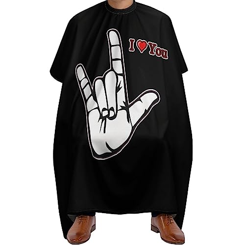 Sign Language I Love You Adult Barber Cape Hairdressing Gown Barbers Hairdressing Apron for Home Salon