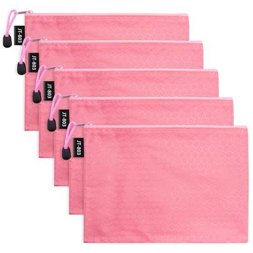 LUHIUMOYA A4-Stück Dokumententasche, Wasserdicht Dokumententasche mit Reißverschluss,Beutel für Papier, Dokumente, Datei, Kosmetika, Hausaufgaben(Rosa)