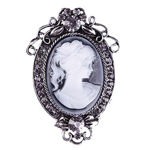 Image of lureme Vintage Elegant Victorian Lady Beauty Cameo with Crystal Brooch Pin (br000017)