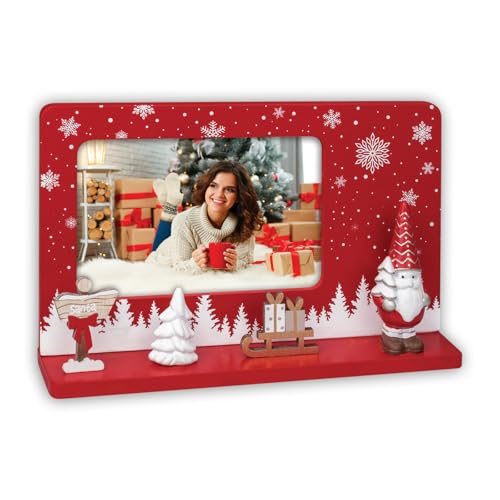 LolaPix Armação decorativa de madeira. Molduras fotos 10 x 15. Suporte para fotos. Decoração de casa. Decoração de Natal. Ornamentos de Natal. Decoração de natal. Decoração doméstica. Presente