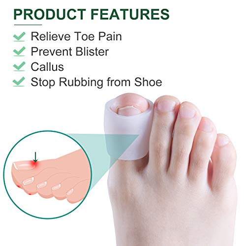 Image of Povihome 20 Pack Big Toe Sleeves, Gel Toe Protectors, Gel Toe Caps Pads for Big Toe Protect, Stubbed Toe,Crossing Toes,Corns and Calluses