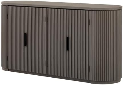 Adjustable Modern Veal Striped Door Storage Cabinet for Entryway, Living Room & Study – Stylish Organizing Solution with Versatile Design