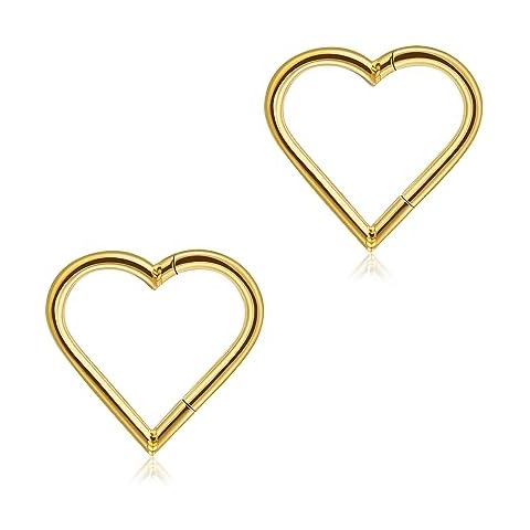 16G Gold Heart Daith Piercing Jewellery Cover