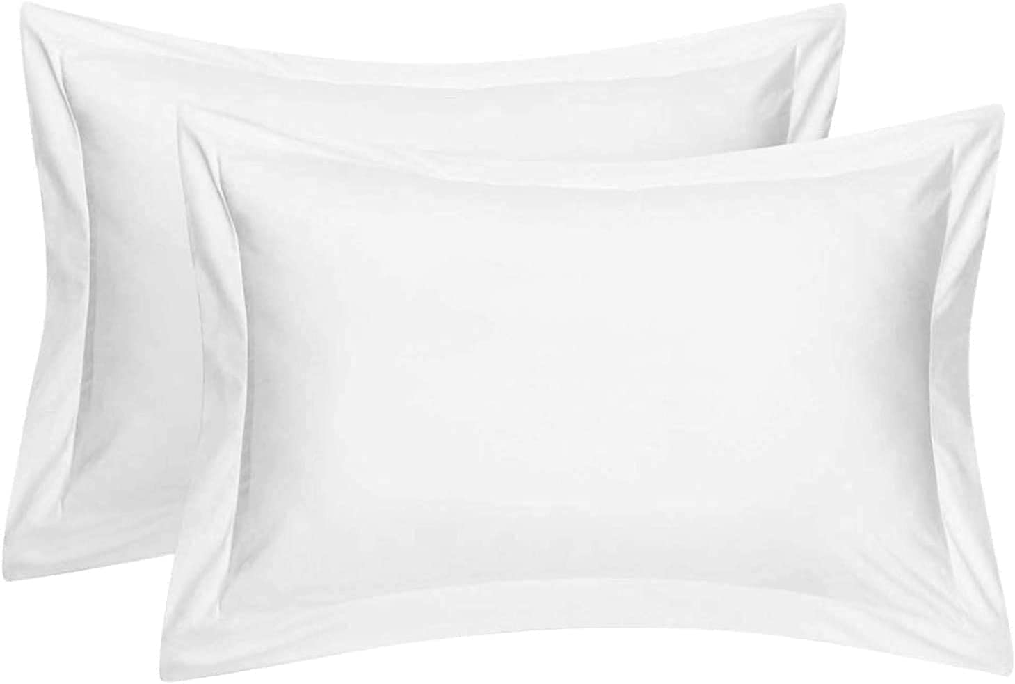 Photo 1 of Saferay Green 100% Egyptian Cotton Luxurious Pillow Shams, Soft and Premium Quality, with Envelope Closure 20"x26" Set of 2-Piece Pillow Cover (White, Standard)
