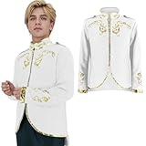 TPHAYSH Mens Palace Prince Costume Gold Embroidered Jacket Adult Medieval Court Uniform Officer Punk Halloween Cosplay Suit L