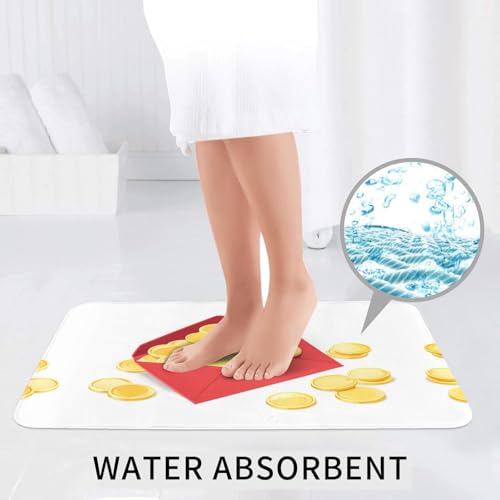 Tapis de bain antidérapant de qualité supérieure motif enveloppe rouge et or - 7