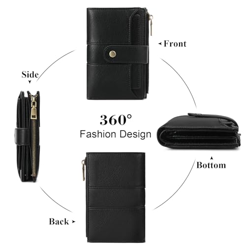 Image of SENDEFN Small Wallets for Women Leather Bifold Compact RFID Blocking with ID Window
