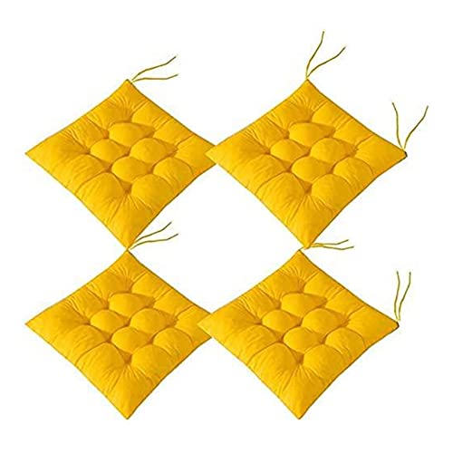4 قطع من وسائد الكراسي الناعمة من اف اف كيه ال، وسائد للكراسي وغرفة الطعام للاستخدام الداخلي والخارجي والحديقة والفناء والمطبخ وكراسي المكتب، لون اصفر، مقاس 40 × 40 سم