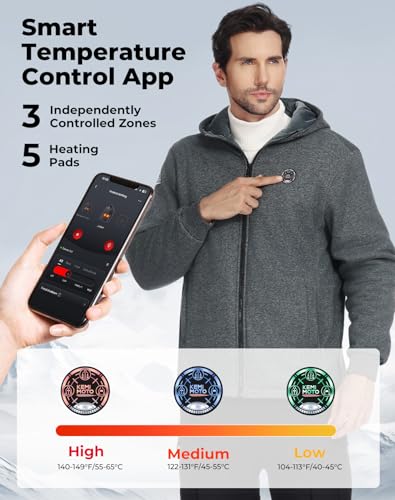 KEMIMOTO Soft Fleece Heated Hoodie for Men and Women, Unisex Heated Sweatshirt with 12V 20000mAh Battery2
