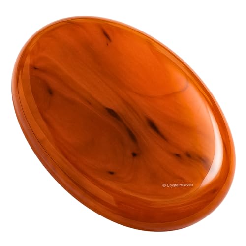 Image of Certified Carnelian Crystal Thumb Worry Pebbles Stones for Anxiety Stress Relief Massage - AAA Grade Original Healing Gemstone Agate Rubbing Stone for Yoga Meditation Spiritual Reiki Feng Shui