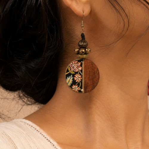 Image of Handcrafted Artistic & Tribal Earrings Collection for Women - Bohemian, Floral, Wooden & Ethnic Statement and Stud Designs