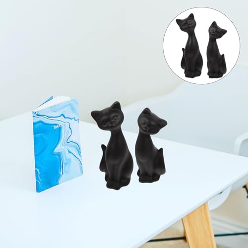 Figurines en céramique chat couple, statuette de décoration pour table de thé