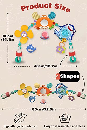 Image of Pau1Hami1ton Baby Stroller Arch Toys, Car Seat Toys,Bouncer Toy Bar /Mobile for Bassinet,Adjustable Baby Hanging Toys Fit for Crib Bed,Stroller,Car Seat.S-19(Crab)