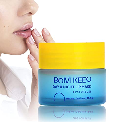 Bom Keeo Lip Sleeping Mask & Day Lip Balm For Dry & Cracked Lips For Men And Women - Overnight Moisturizing Korean Lip Treatment With Avocado, Grapefruit, Coconut & Rosehip Oils #TOP28