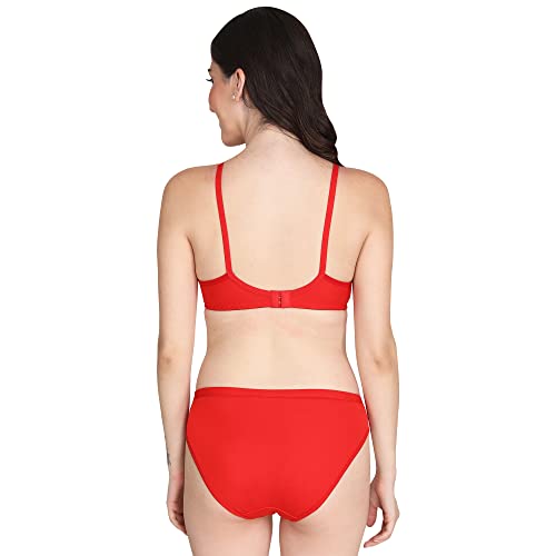 Image of Non Padded Bra Panty Set - Made of Pure Cotton Full Coverage Non Wired Seamless Pushup Soft Cup for T-Shirt Saree Dress Sports Garment for Daily Use Everyday