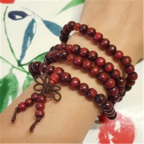 Mala perles de prière bouddhistes 108 perles, bracelet yoga en bois naturel - 6