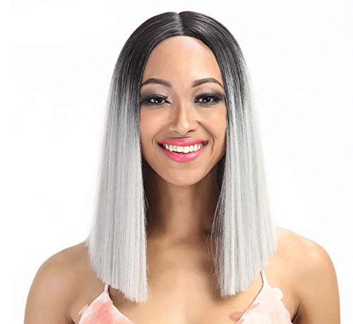 Perruque femme cheveux raides masque cheveux fins frange droite