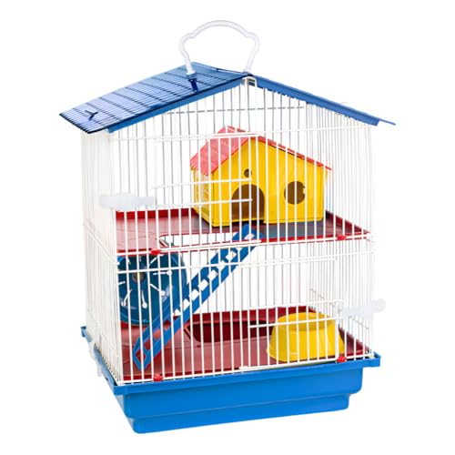 Gaiola Hamster 2 Andares Teto Plástico Conforto Jel Plast Cores(Azul)