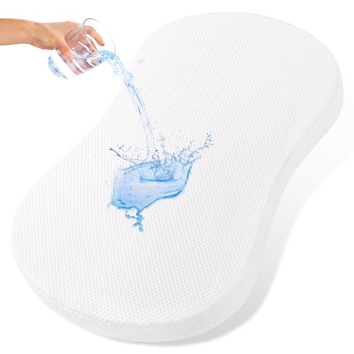 Image of Bassinet Mattress 30x18 Peanut, Baby Waterproof Replacement Pad Compatible with Halo Bassinet, Firm Support Foam Insert with Bamboo Viscose Cover