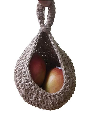 Small size Jute hanging basket. Wall holder organizer. Decorative, Indoor Outdoor, Storage, Kitchen, Garden