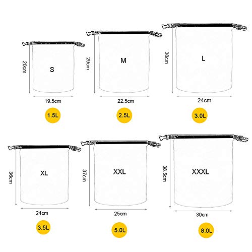 DECDEAL 6 PCS Saco impermeável ao ar livre Saco seco para barco à deriva, flutuante, caiaque, praia