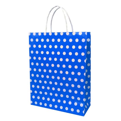 Image of Aakriti Paper Gift Bags with Handles Polka Dot Paper Party Favor Bags for Kid's Birthday Baby Shower Wedding Festivals Holiday Party (10 x8x3 Inch (Pack of 10), Gift Bags Polka Dot Blue)