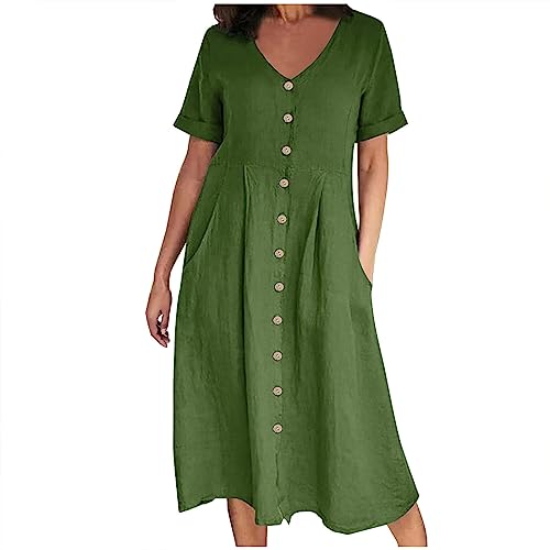 Robe d'été longue en mousseline de lin fluide à col V