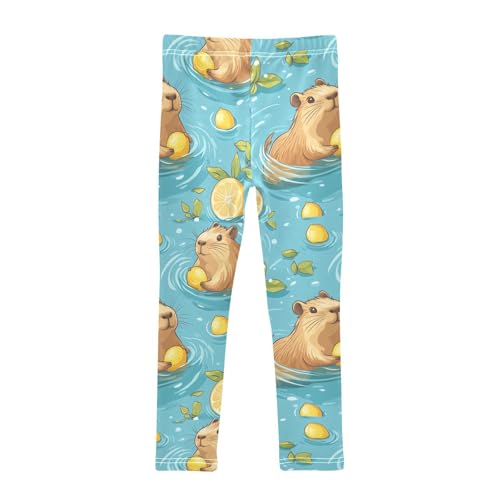 Boccsty Capybara Lemons Cartoon Girls Leggings Kids Yoga Pants Dance Active Tights 4T2