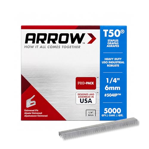 Arrow 504 T50 Staples, 1/4-Inch Leg, 3/8-Inch Crown, 5000 Count