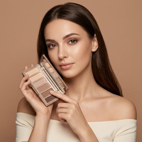 Image of Erinde Nudes Series Mini Eyeshadow Palette, 6 Matte & Satin Neutral Eye Shadows, Cool Tone Taupe Brown Eye Makeup, Multi-Use Powder for Eye, Contour, Brows, Ultra-Blendable, Travel Makeup with Mirror