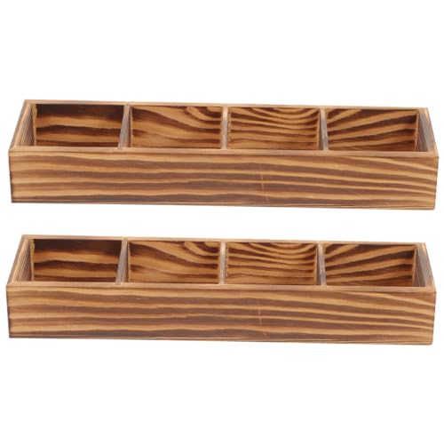 Ciieeo 2Pcs Wooden Tea Bag Organizer Box with Compartments Storage Container for Tea Bags and Sugar Packets for Home Cafe and Restaurant Use