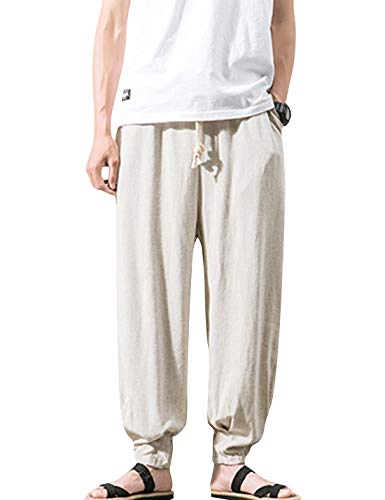 ZGZZ7 Men's Summer Casual Loose Tapered Pants Palazzo Lounge Ankle Cropped Pants Trousers