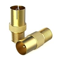 RedStar24 SAT Adapter Vergoldet - F-Kupplung auf Koax-Stecker & Buchse IEC, SAT zu Antennenkabel-Umwandler, Hochwertiges 2er Adapter-Set für F-Kupplung und Koax-Anschlüsse, Ideal für TV und Receiver