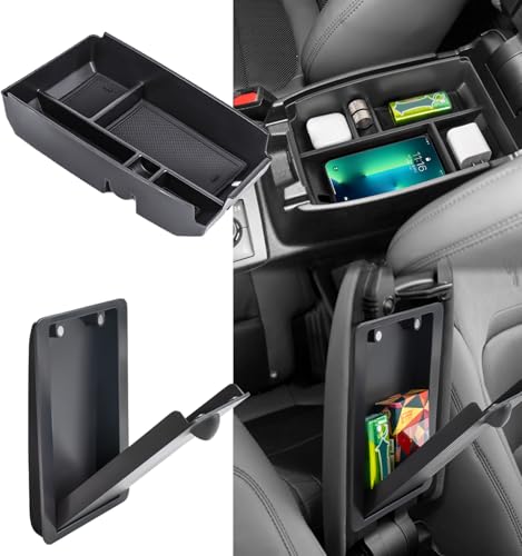 Neepiar 2PCS Center Console Organizer Compatible with 2021-2026 Ford Bronco Sport/ 2020-2026 Ford Escape Armrest Storage Tray Insert Hidden Storage Box Interior Accessories