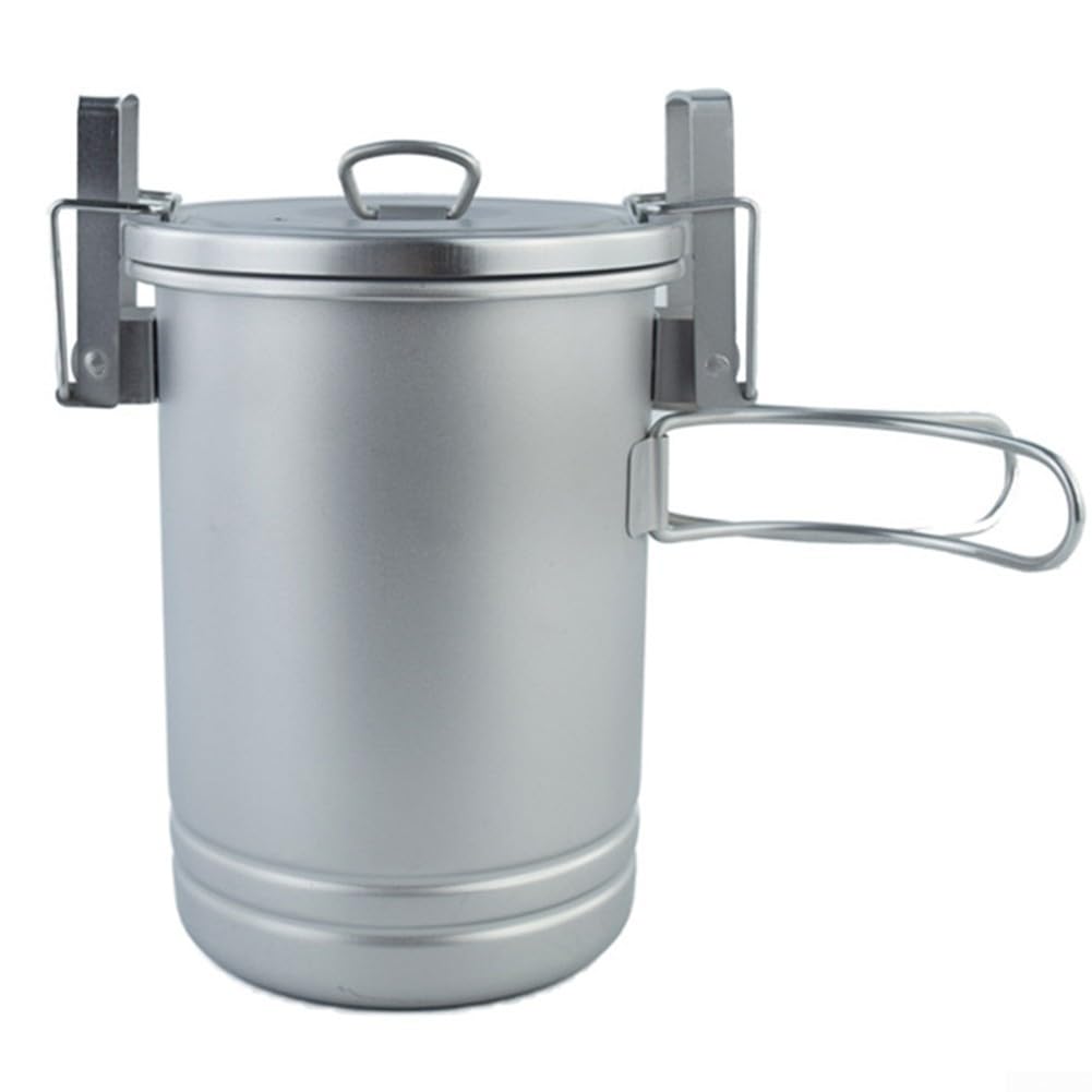 Cuiseur à riz à 2 étages en inox avec poignée pliable pour vos repas de pique-nique
