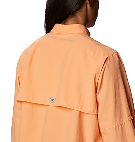 Columbia Women's Pfg Bahama Ii Long Sleeve Shirt, Breathable, Uv Protection, Bright Nectar, Small #TOP4