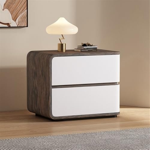 Table de chevet pour chambre à coucher en bois avec rangement cuir